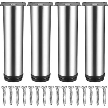 4 stk. - 50X200MM Rustfrit Stål Møbelben, Metal Bordben, Skabstøttefødder, 10mm Højdejusterbare Møbler