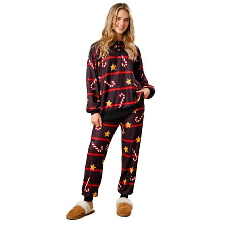 Dam Candy Cane Julpyjamas Randig Loungeset Jul-PJs Set