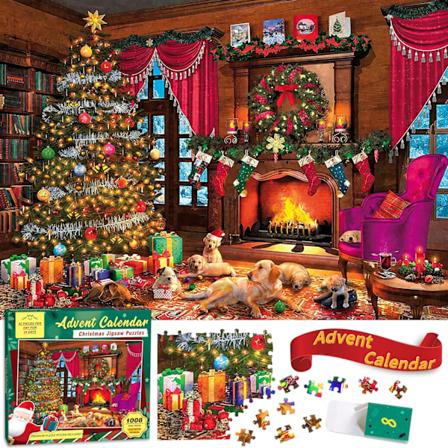 Julepuslespill, 1008 brikker julekalender, puslespill, 24 dager juleferiepuslespill A A