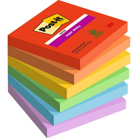 3M Post-it Super Sticky 76x76 Färgmix Playful 6-pack