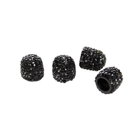 4st Crystal Rhinestone Bildäck Ventillock Universal Bling Dammtät cover Fordon Bildekoration Biltillbehör - Ventilstammar & C style 1-Black