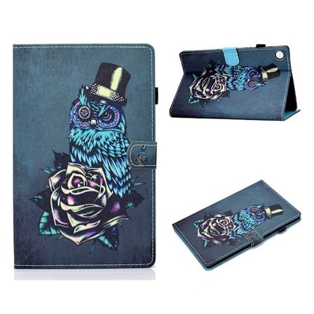 Lenovo Tab M10 FHD Plus läderfodral med mönstertryck - Uggla Och Ros