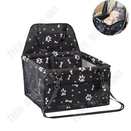 Kæledyrs biltaske - TECH DISCOUNT - 40X32X21CM - Sort - Vandafvisende - Sammenfoldelig