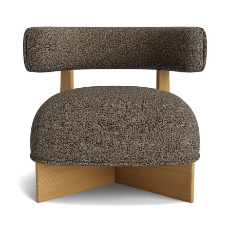 Stake Sessel, Eiche, moderner Lounge Sessel in Schwarz/Beige meliert, bequeme Polsterung, skandinavisches Design, stilvolles Möbelstück, 70cm