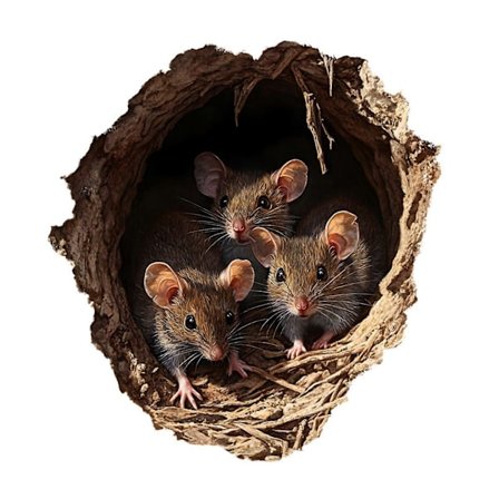 Musehull Veggklistremerke 3D Selvklebende Klistremerke Rustikk Vanntett Muse Dekal for Barnerom Stue Dekor