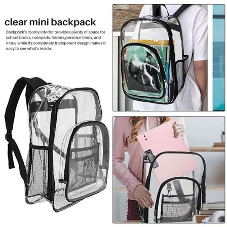 Kraftig Klar Ryggsekk, Sikkerhetsforeldre Skole Ryggsekk, Gjennomsiktig Skolesekk For Arbeid, Sikkerhet
