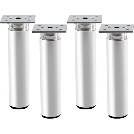 4 stk justerbare møbelben, metallbordben 150 mm høyde sengben aluminiumlegering matt sil