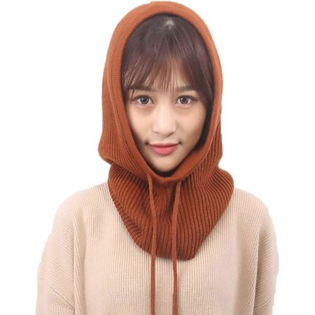 Balaclava hue til kvinder, vinter cashmere strikhuer, skimaske, skihue til udendørs brug (brun)