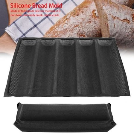 Brödform - Bakning - Silikon - 5 baguetter - Non-stick - 44x33 cm