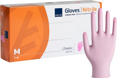 Abena Nitril Undersøgelseshandske Sentitiv Pink M Pudderfri, Tøj & Bolig, Husholdning, Rengøring
