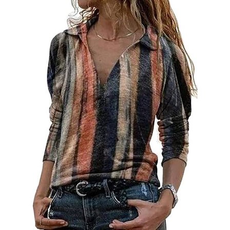 Dame V-hals T-shirt Tunika Casual Lang/kortærmet Toppe