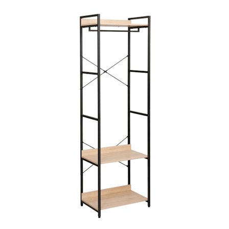 Vaatekaappi hyllyillä ja tanko, musta, 60x40x200 cm