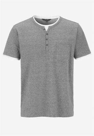 Cellbes of Sweden - T-shirt med knappslå - grå / vit - för herrar - M