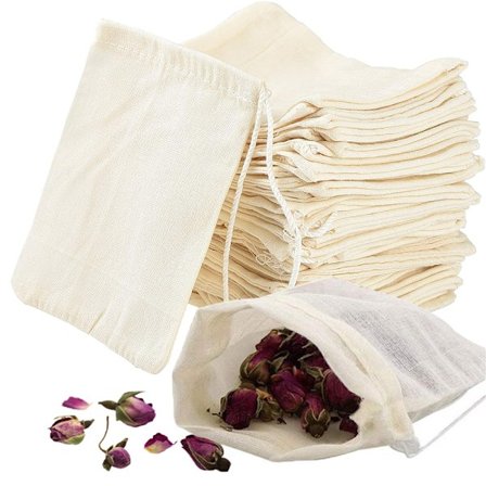 60 stk små bomullsposer med snøring 8x10cm små dr-FQ-