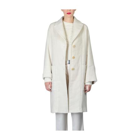 High Single-Breasted Coats Hvid, Dame Uldfrakker
