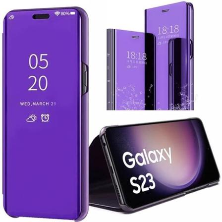 Etui til Samsung Galaxy S23 Mirror Effect Forstærket beskyttelse Smart Case - Lilla Lila