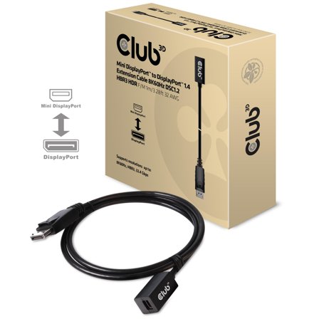 Club 3D DisplayPort-forlengelseskabel - Mini DisplayPort til DisplayPort - 1 m