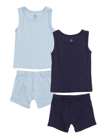 Copenhagen Colors Rib Jersey 2Pack Tank-Top & Boxershorts - Blue - 116