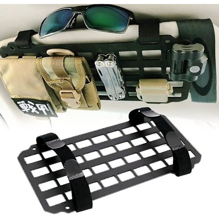 Ajoneuvon jäykkä Molle-paneeli auton aurinkosuojalle, auton aurinkosuojan jäykkä Molle-säilytyslaatikko polymeerilevy taktinen varustepidike Edc