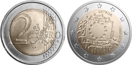 Letland 2015 - 30-årsdagen for EU-flaget - 2 euro mønt