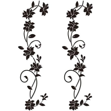 2 sett Veggklistremerker 105*30cm Vinranker Blomst Svart PVC Design Vegg S