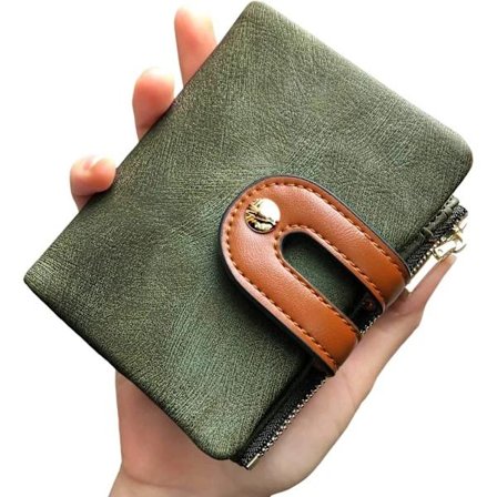 Women's Wallet Small RFID Women Bifold Wallet With Zipper Coin Pocket, Mini Purse Soft Compact Thin (Green)