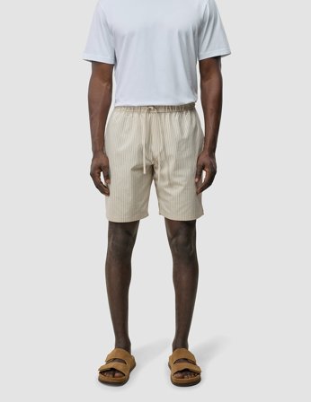 Shaping New Tomorrow - Tech Linen Elastic Shorts - Sandshell Stripe - Herren - Größe 28/