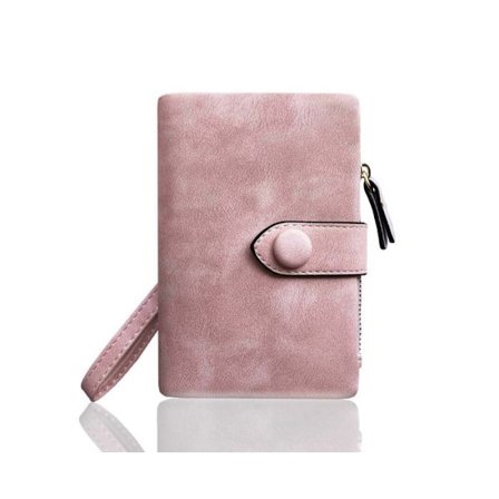 (Rosa) Lommebok - Skinn - Dame - RFID-blokkering - 16 lommer - Rosa