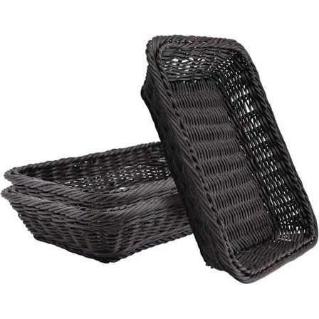 【PP】Vævede kurve, sæt med 3 polykurve til brødopbevaring i polykurve til mad, frugt, grøntsager, servering, restaurant, hjemmekøkken Mørk kaffe