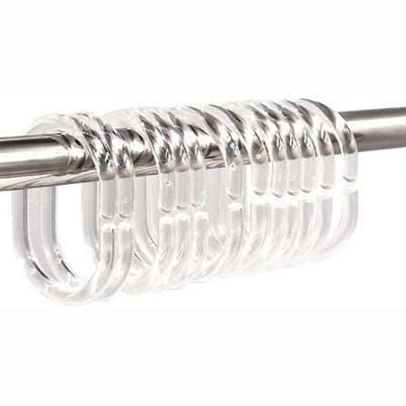 IC 24st Plast Duschdraperi Ringar, C-Forma Duschringar För Badrum Gardiner, Transparenta Duschdraperi Ringar För Badrum Duschstänger