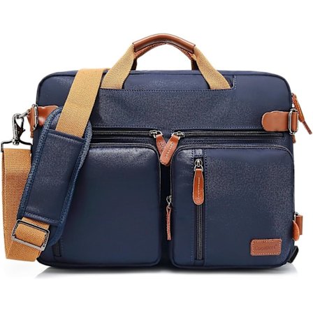 (Nylon Blå, 17.3 tum) Konvertibel Ryggsäck Messenger Bag Axelväska Laptopfodral Handväska Business Portfölj Multifunktionell Reseryggsäck Passar 17.3 