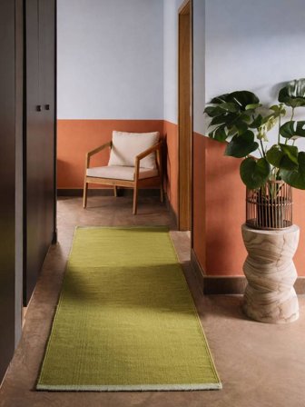 Cor Única Pequeno Moderna Flat Tapete - Verde Azeitona/Verde Menta 80X250 Em Estilo Moderno