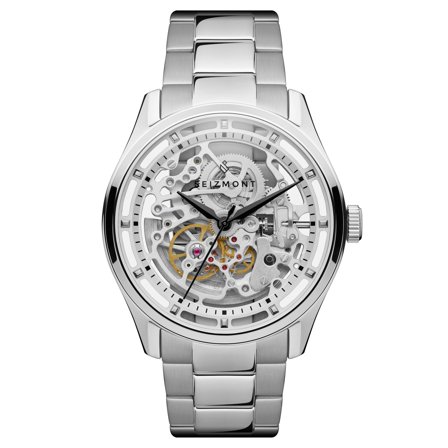 Motus | Silver-Tone Stainless Steel Automatic Skeleton Watch for Men - Skeleton watches