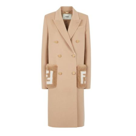 Fendi, Double-Breasted Coats Beige, Dames, Maat:M