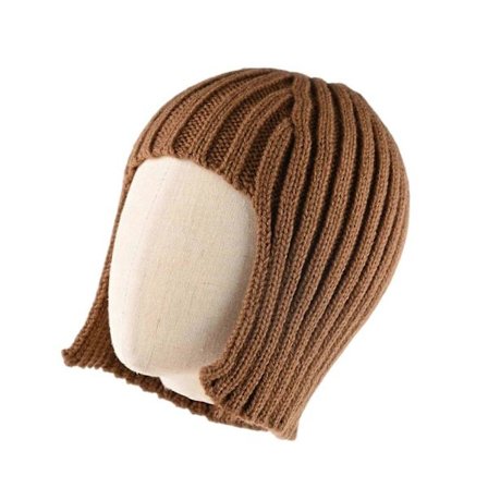 Myke garnluer med syntetisk hår og ørebeskyttelse for kaldt vær, mote og varme, roserød