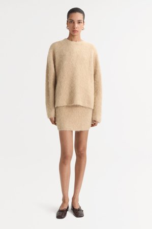 Soft Goat - Alpaca mini skirt - Cashmere skirt - XL - Light Camel