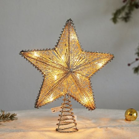 60 LED-lampor Metallstjärna Toppstjärna för Julgran Batteridriven Moravisk Stjärna 3D Stjärna Julgransdekoration -Xin
