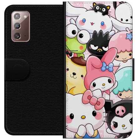 Kompatibelt Lommeboketui til Samsung Galaxy Note20 Tett mønster av søte figurer med store øyne i ulike farger og uttrykk med LABUBU-tekst