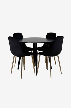 Venture Home - Matgrupp Plaza med 4 stolar Polar - Svart - Matgrupper - Från Homeroom