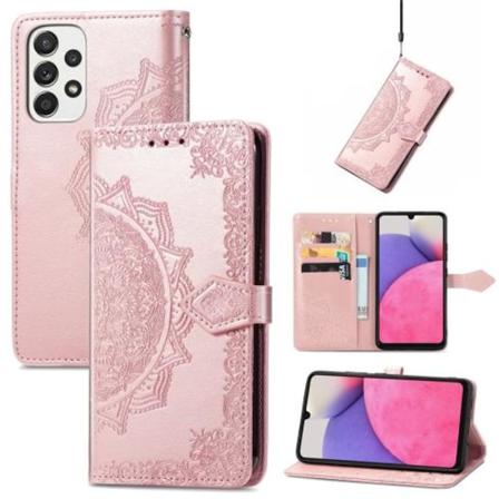 Samsung Galaxy A33 5g Fodral Mandala Läder Roséguld