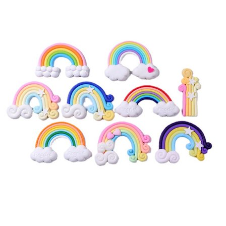 Mjuk keramik regnbåge mikro landskap dekoration födelsedagstårta Diy