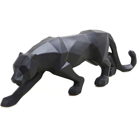 Hvit Svart Panter Skulptur Ornament Geometrisk Skulptur Resin