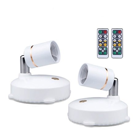 Trådløs spotlight batteridrevet roterbar LED vegglampe (2 stk) egnet for vinskap, smykker, showroom, skap