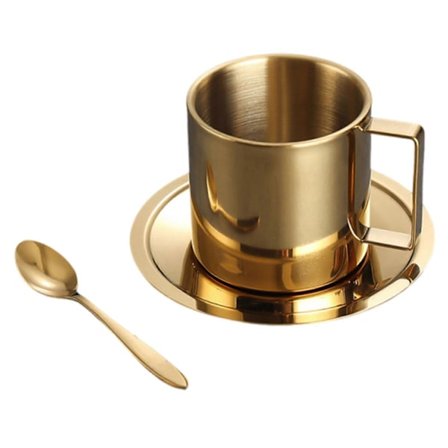 Kaffekrussett i rustfritt stål, tåler oppvaskmaskin, gjenbrukbar tekopp for Latte Melk Te