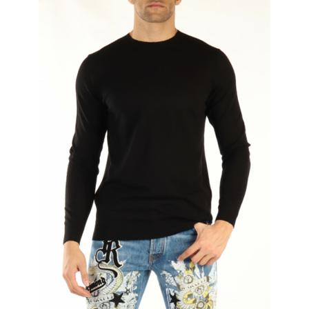 Richmond Round-neck Strik Sort, Herre Strik