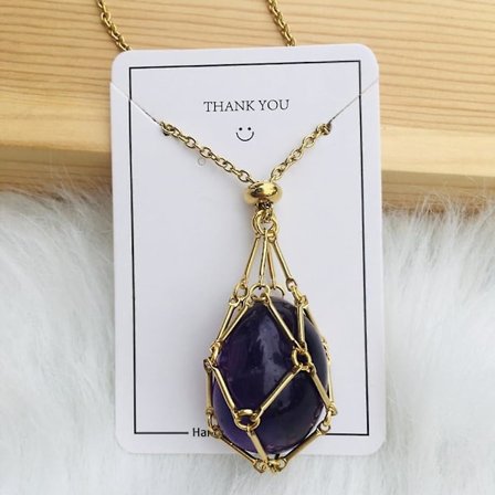 Kristallstenshållare Halsband, justerbart Kristallbur Halsband Hållare Halsband, handgjord Kristallhållare Halsband, ädelstens Smycken Present Till 