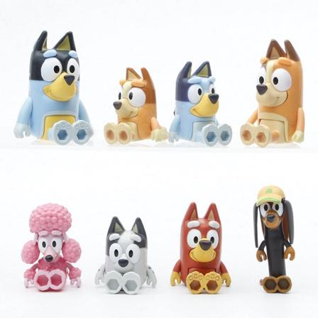 8 stk. Bluey Playtime Legetøj Anime Bevægelig Actionfigur Model