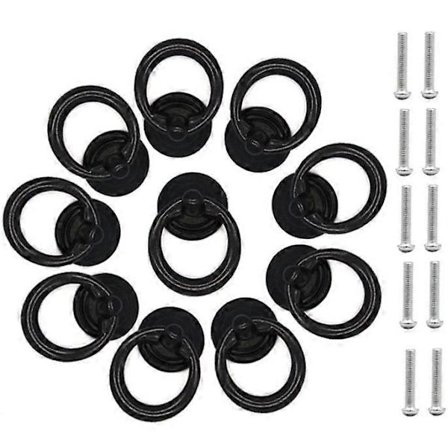 [COQQ] 10 stk Metall Skaphåndtak Skuffehåndtak Dørknott Ring Klassisk Trekkhåndtak Rundt Møbelhåndtak Svart 4,4*3,1cm