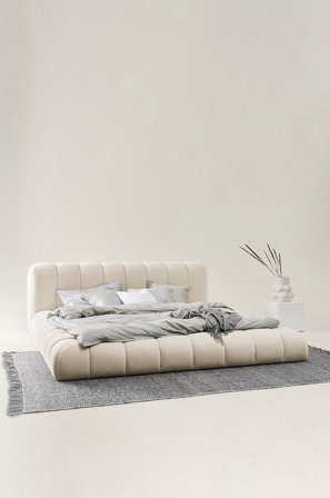 Jotex - Sengeramme 160 Cm Eliseouter: champagne color leather /inside: offwhite color velvet - DERMY - Kjøp Sengerammer hos Jotex