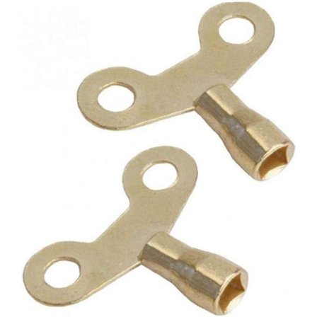 2 kpl neliöreikäavainta patterin putkiston tyhjennystä varten, messinkinen patterin tyhjennysavain